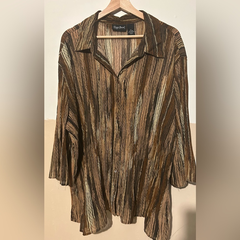 Maggie Barnes Men's Earth Tone Striped Shirt